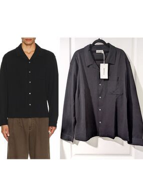 FRAME | Men’s Duo Fold Long-sleeve Relaxed Shirt In Black
